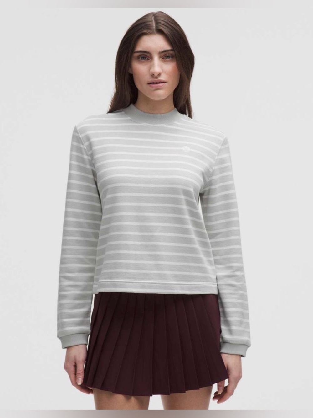 Lululemon Cotton French Terry Crewneck Pullover in Yachtie Stripe Vapor White - Picture 1 of 9